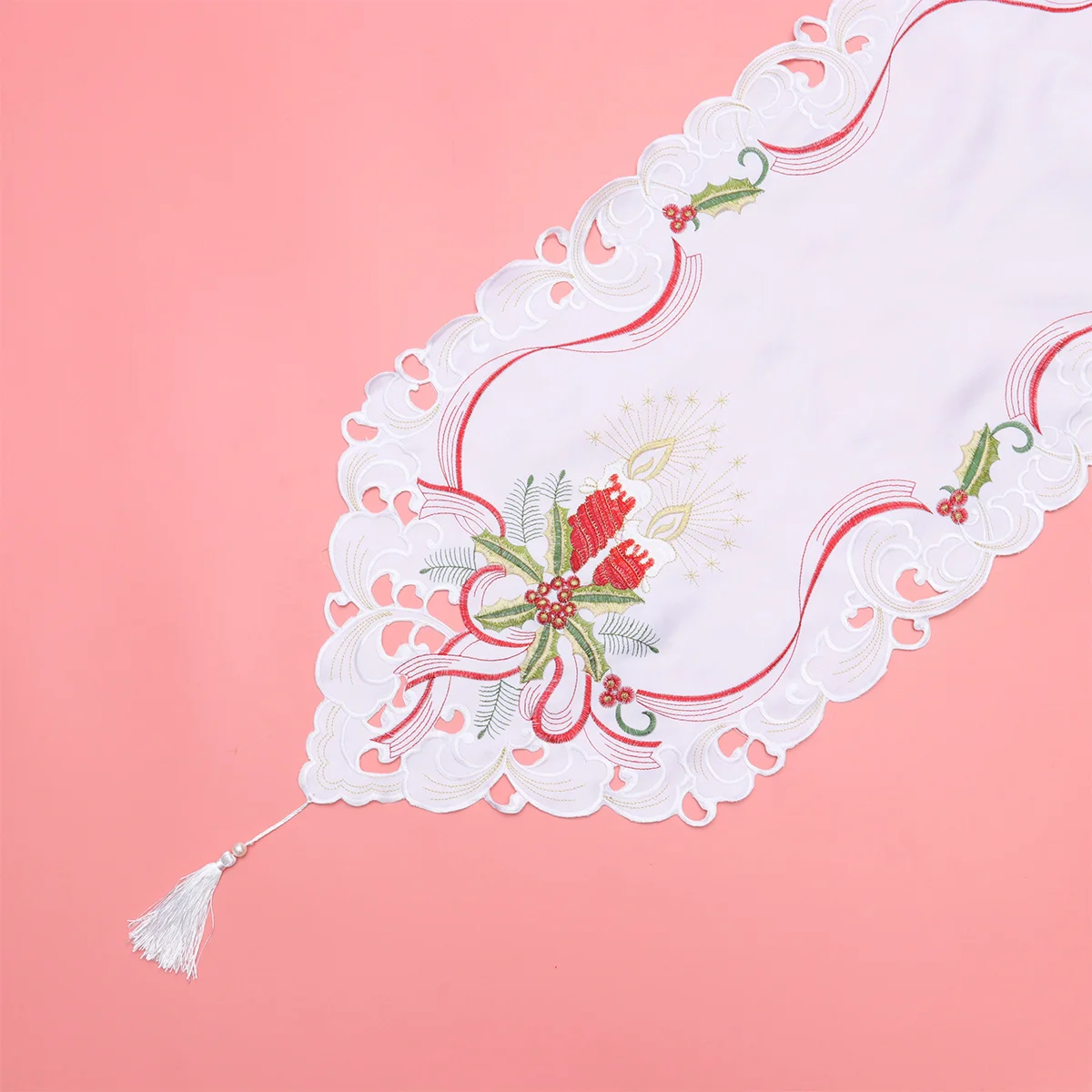 

Christmas Tablecloth 40x180cm Rustic Style Embroidery Runner for Home Restaurant Hotel Decorative Use Embroidery Table Cloth