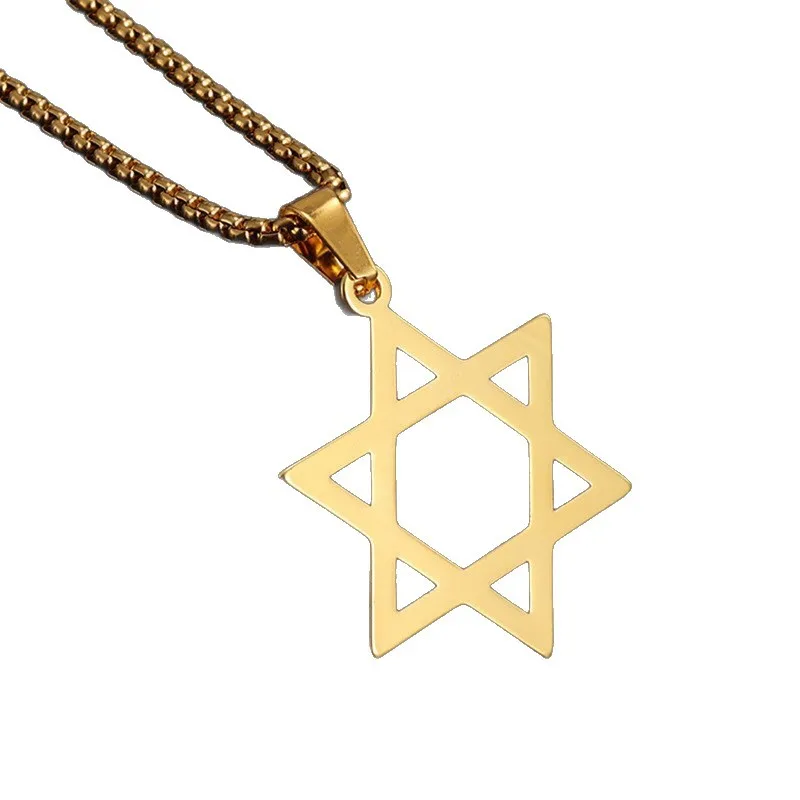Skyrim انقطاع نجمة داود السداسية المختنق قلادة للرجال النساء الذهب اللون الفولاذ المقاوم للصدأ سلسلة القلائد المجوهرات اليهودية