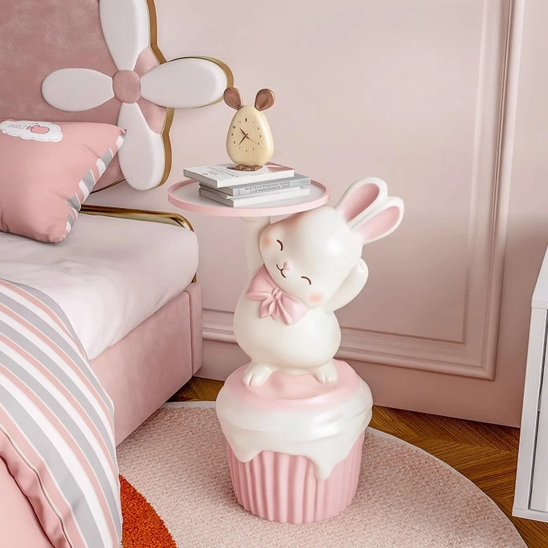 

Creative Resin Floor Tray Coffee Table with Wide Base Sturdy Display Shelf Sofa Side Organizer for Home Decoration