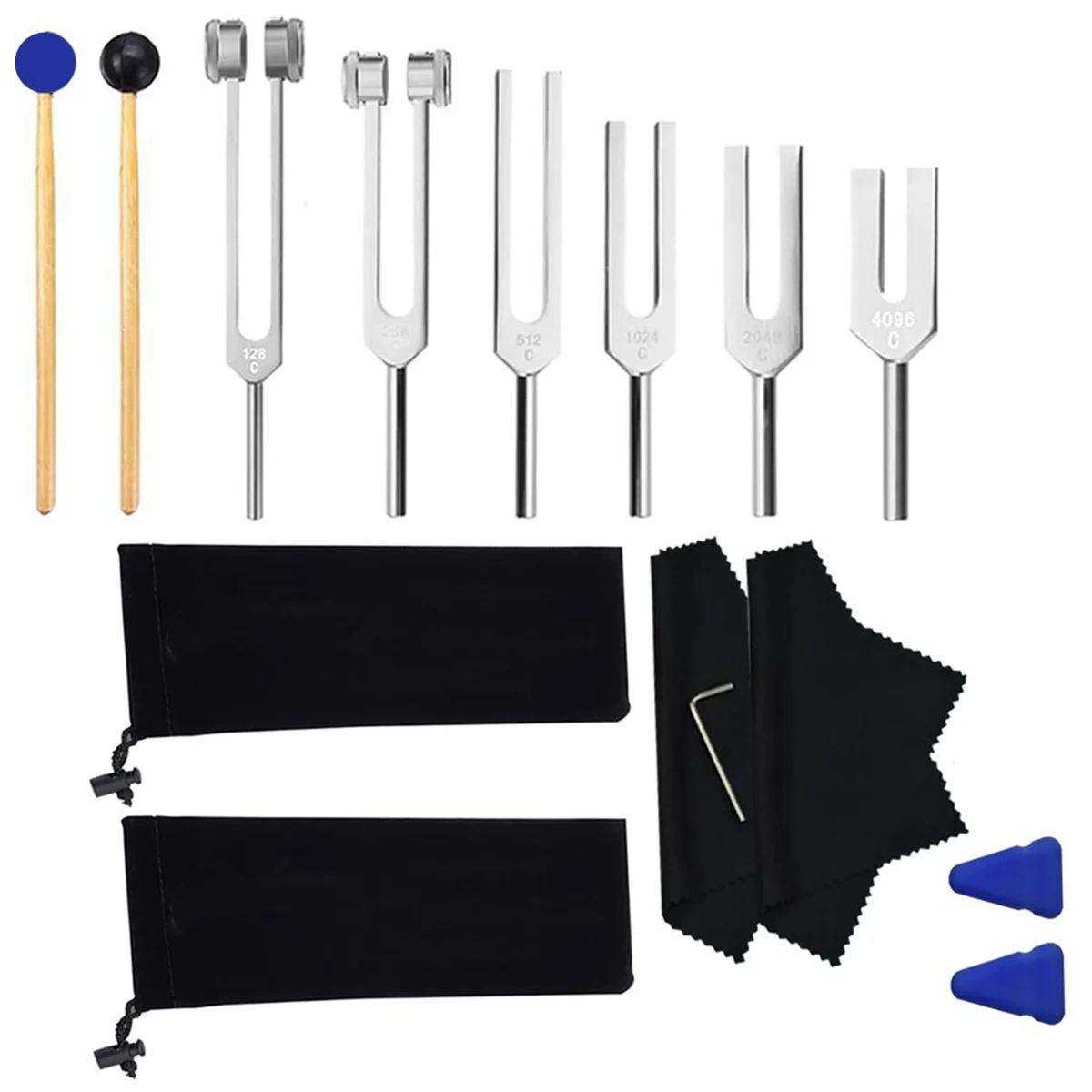 128 HZ Tuning Fork Set,Tuning Fork for Healing Chakra,Sound Therapy,Keep Body,Mind and Spirit in Perfect Harmony Silver