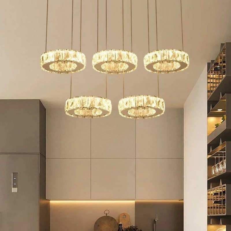 Restaurant chandelier modern minimalist three-head crystal dining table lamp