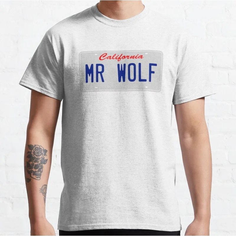 Mr. Wolf 80s vintage movie Pulp fiction Short-sleeve crewneck T-shirt for men large size Adult Tops S-6xl