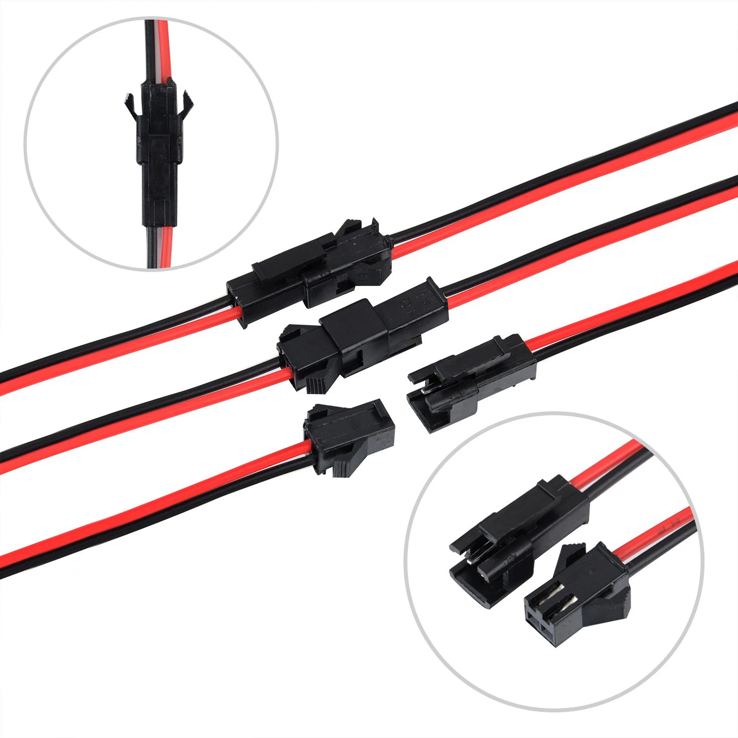 2/5/7/10Pairs JST SM 2Pins Jack Plug Male to Female Wire Connector Cable For 3528 5050 LED Strip Light Tape Lamp Driver Batterys