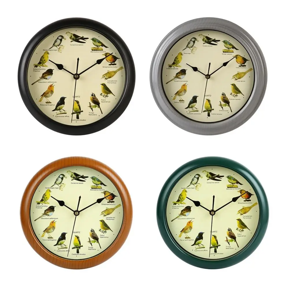 10 Inch Wall Hanging Clock Sound Feature Hanging Style Singing Bird Clock Decorative Design Musical Wall Clock Room Decoration