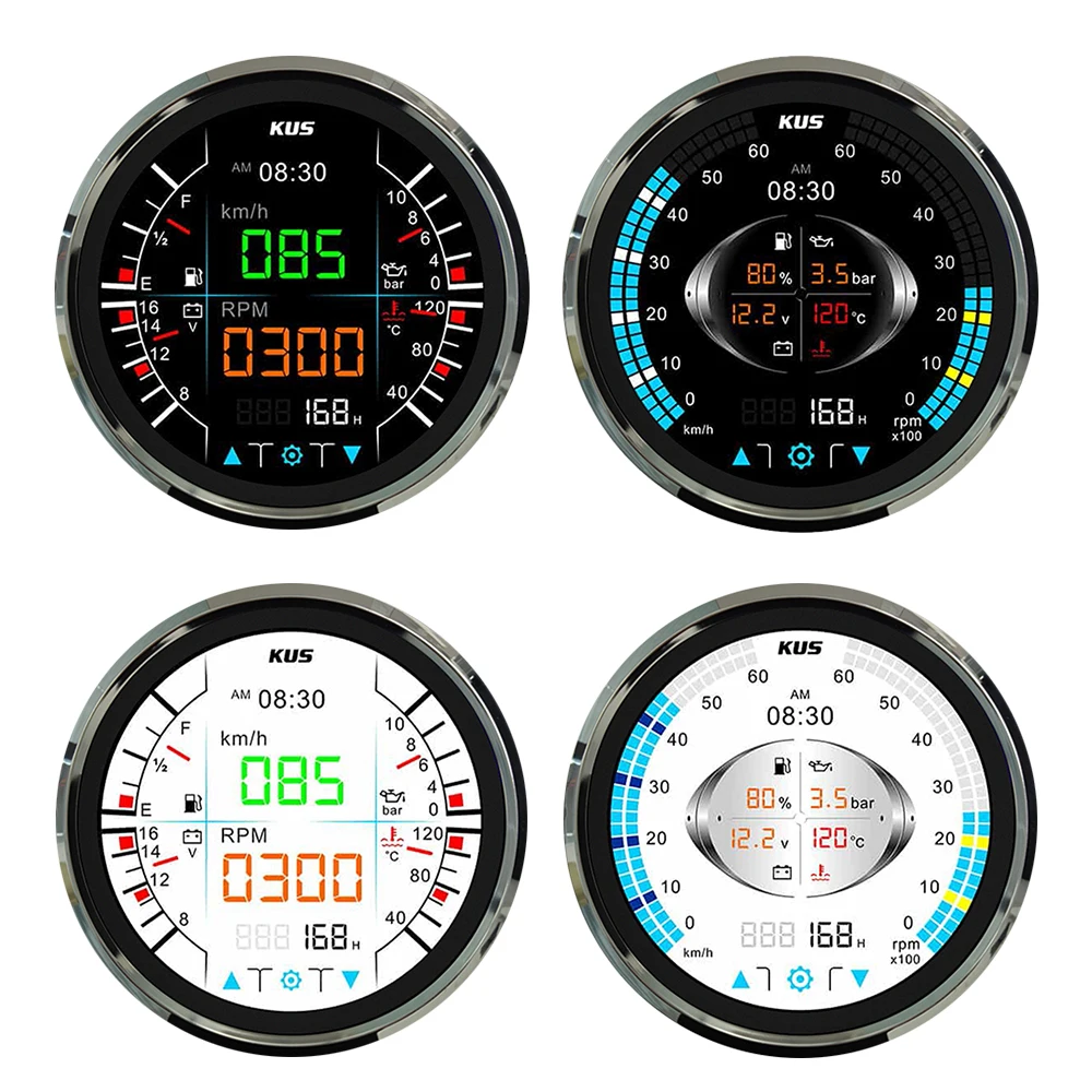 KUS Ship 135mm Multifunctional Digital Gauge Set KMG42T for Marine Application Compatible with J1939, NEMA2000 and Analog Signal