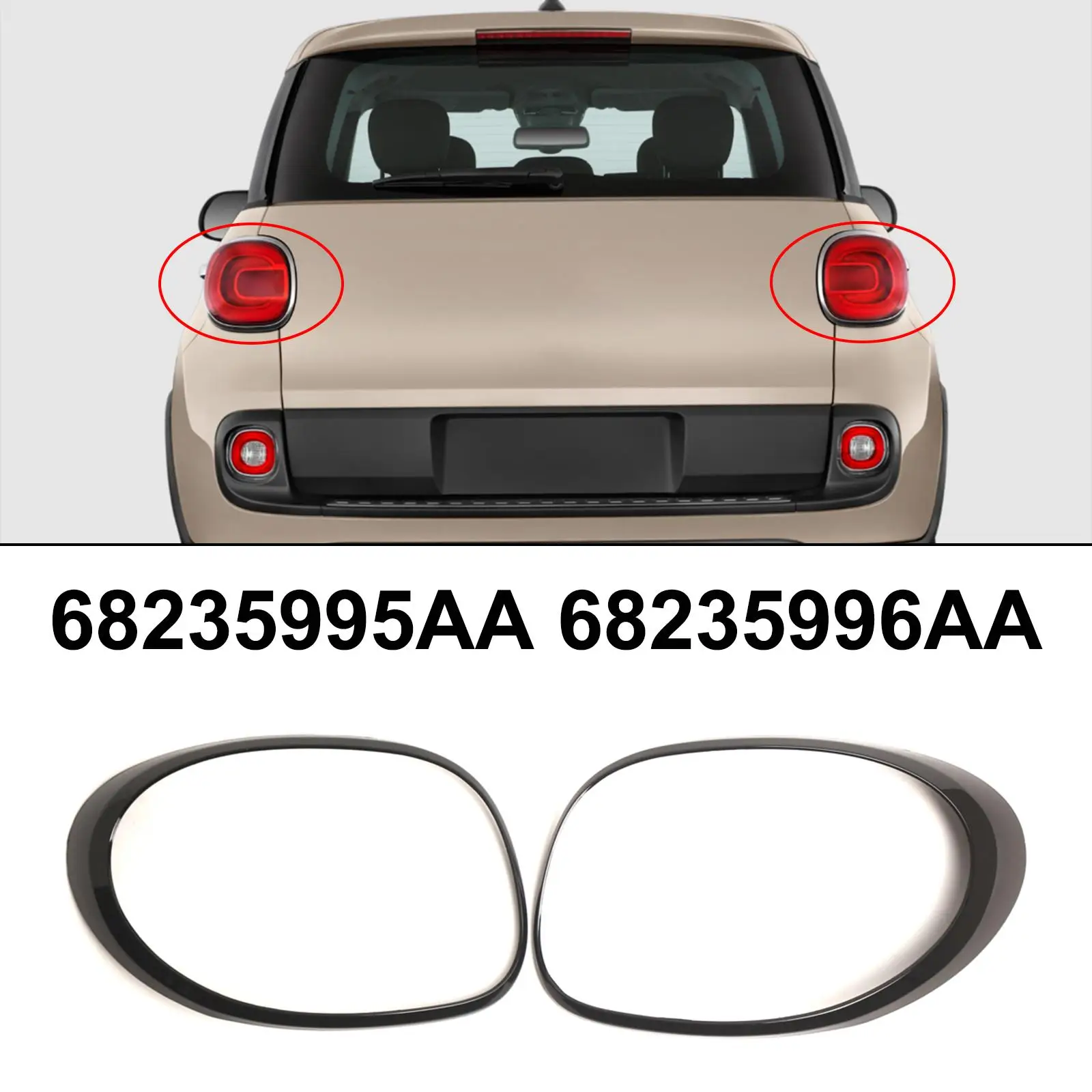 

ABS Plastic Rear Taillight Trim Frame for FIAT 500L 2014 2020 Black 68235995AA 68235996AA 2 Pcs Auto Body Decoration Kit