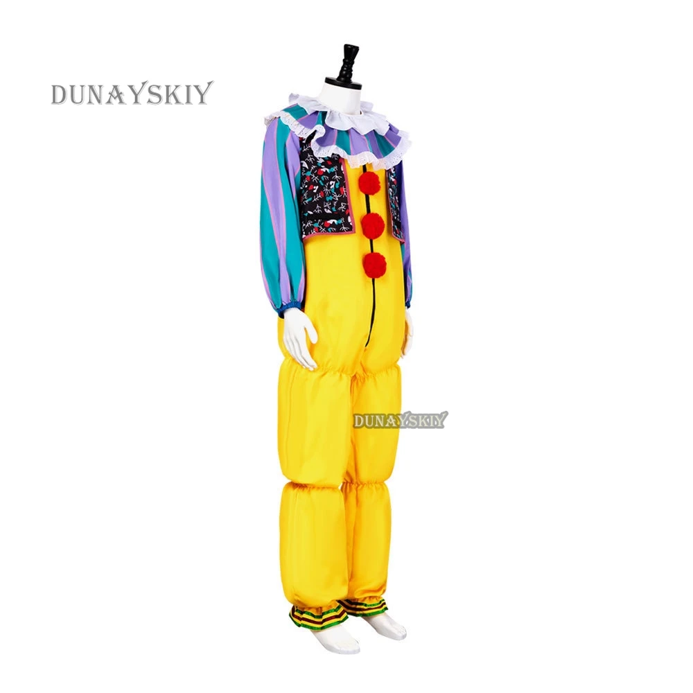 Stephenn It Pennywise Costume cosplay del re Pagliaccio Yellowe Joker Evil Horror Terrore Cappotto di Halloween Capispalla Vestito operato