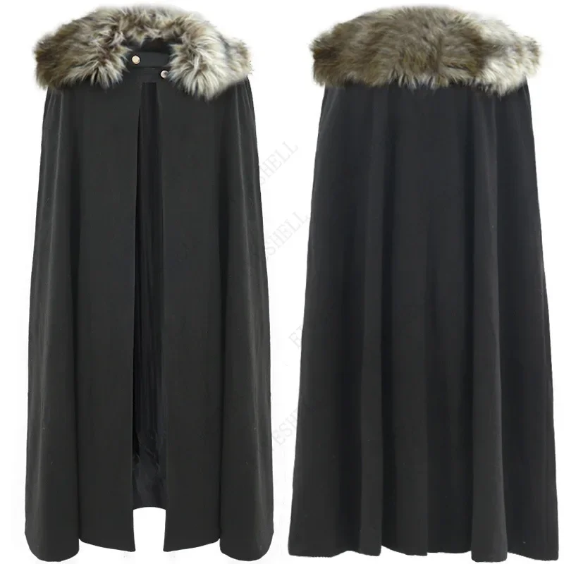 2023 Männer mittelalter lichen Winter Umhang dicken Kragen Larp Vicking Ritter Cosplay Cape Mantel Gothic Frauen Retro Mantel Halloween Kostüm