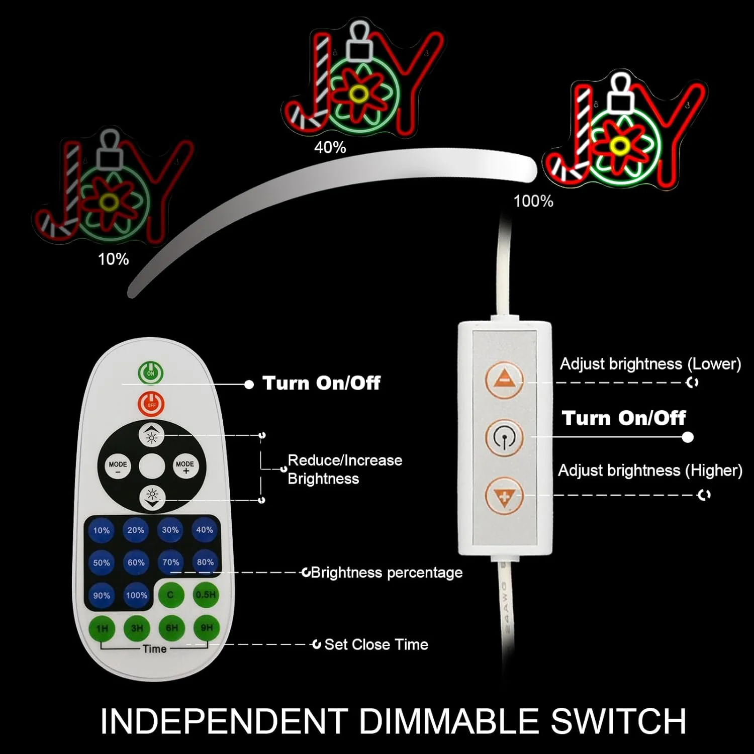 Letrero de neón JOY, letrero de neón de Navidad para decoración de pared Led, luz regulable para fiesta de año nuevo para el hogar, tienda, sala de estar, Bar, Club, logotipo artístico