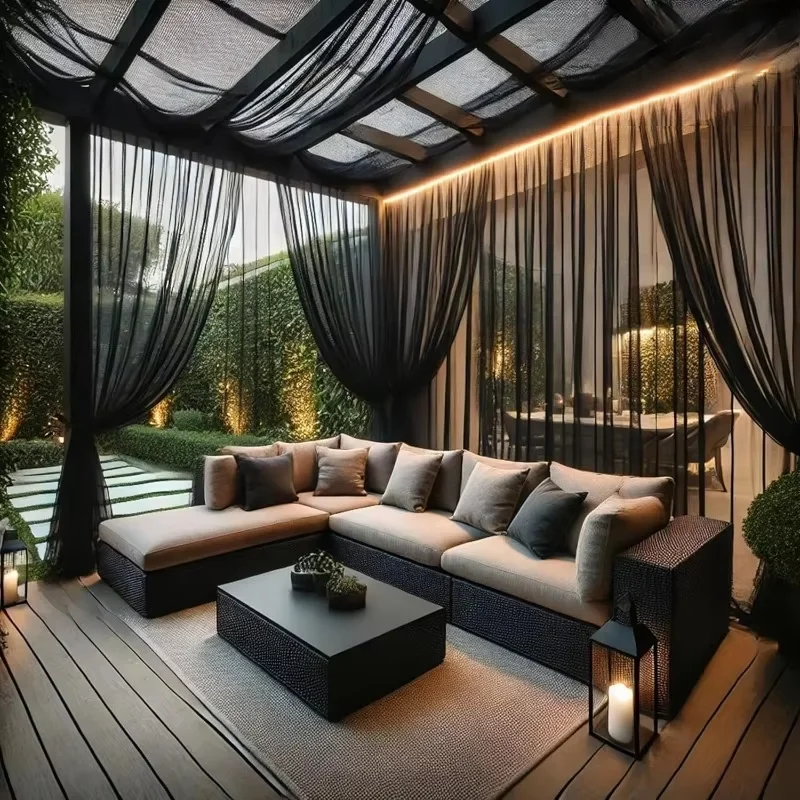 For Patio Balcony Garden Terrace Gazebo Pergola Sunroom Villa Outdoor Sheer Curtain Mesh Mosquito Net Rod Pocket Privacy Screen
