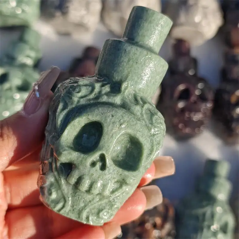 Natural Quartz Stone Parfum Bottle Magic Bottle Carving Statue Quartz Healing Energy Gemstone Crafts For Christmas Gift 1pcs
