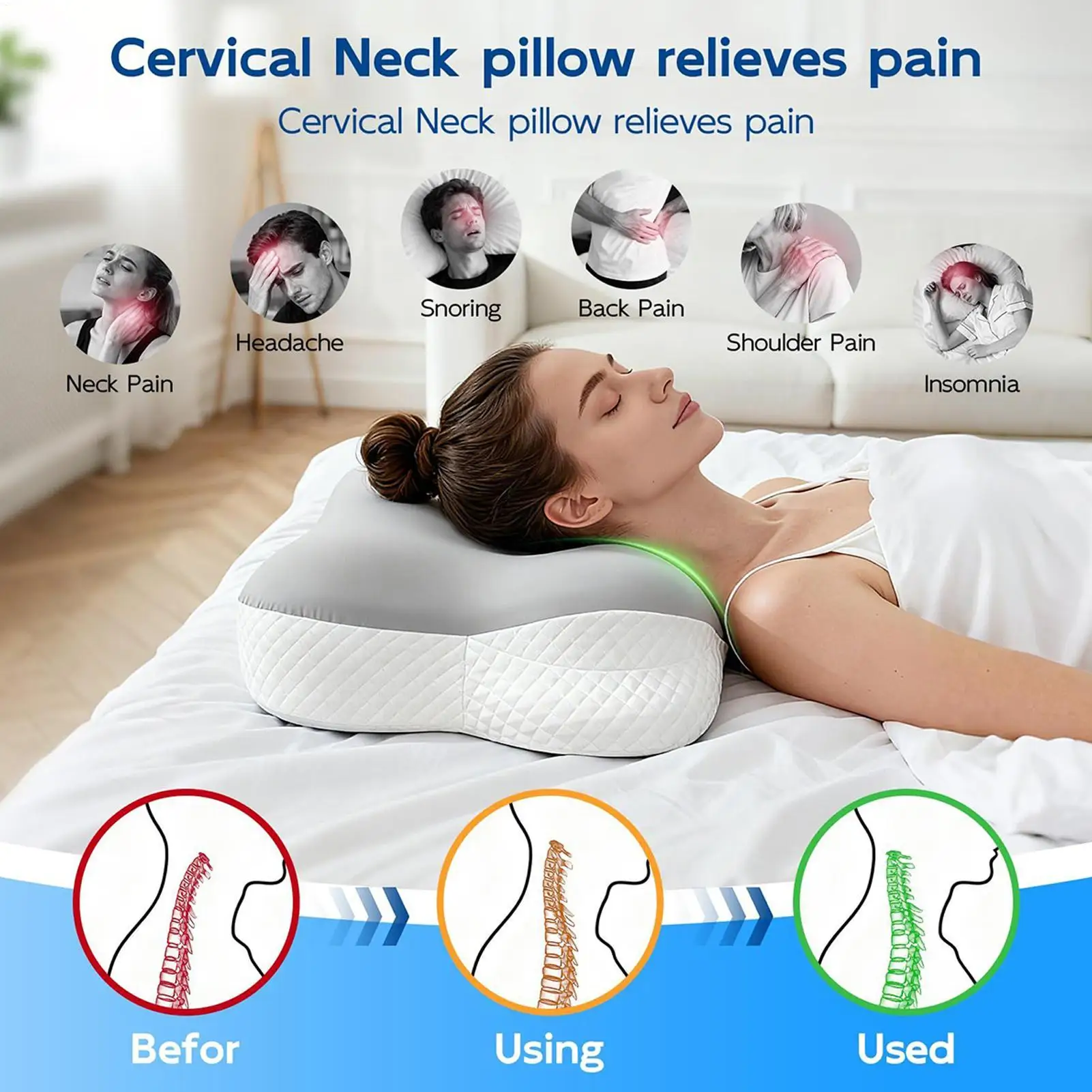 

Подушка для шеи, боковое спальное место, пена с эффектом памяти, принадлежности для сна, подушка для шеи с медленным отскоком для офисных водителей, студентов, пожилых людей