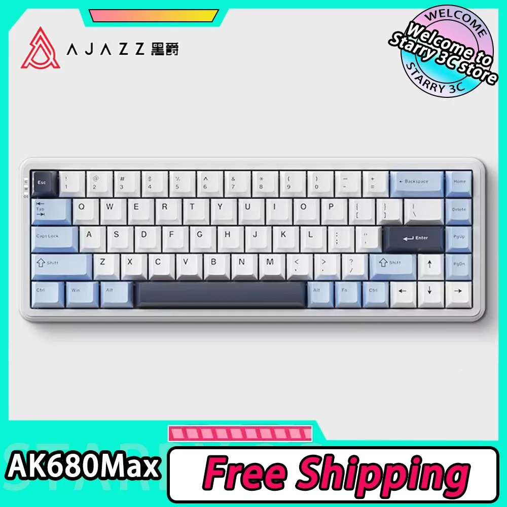 Ajazz AK680Max Keyboard Magnetic Switch Wired Game Keyboard Custom 8000Hz Polling Rate RT0.01mm Mechanical Keyboard For Valorant