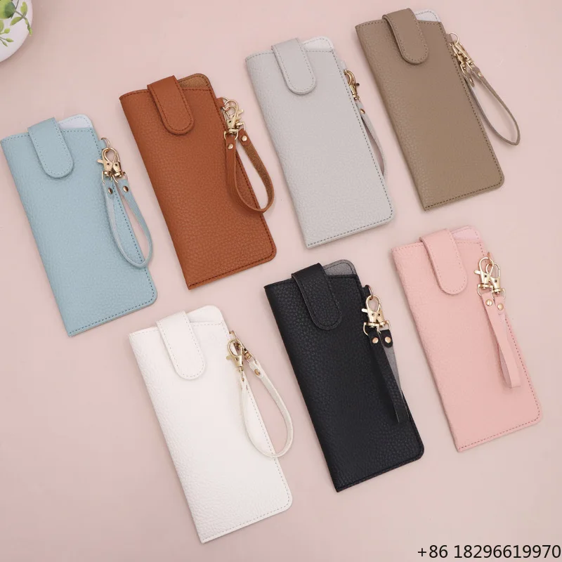 YY RTS Fashion Eyeglasses Cases Bag Simple PU Leather Sunglasses Cover Durable Eyeglass Hanging Wallet