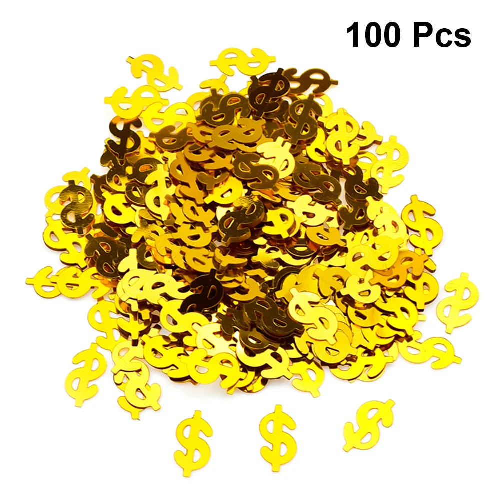 100 Pcs Confetti for DIY Glitter Dollar Decorations Decorate Gold Table Decorative Flash Party