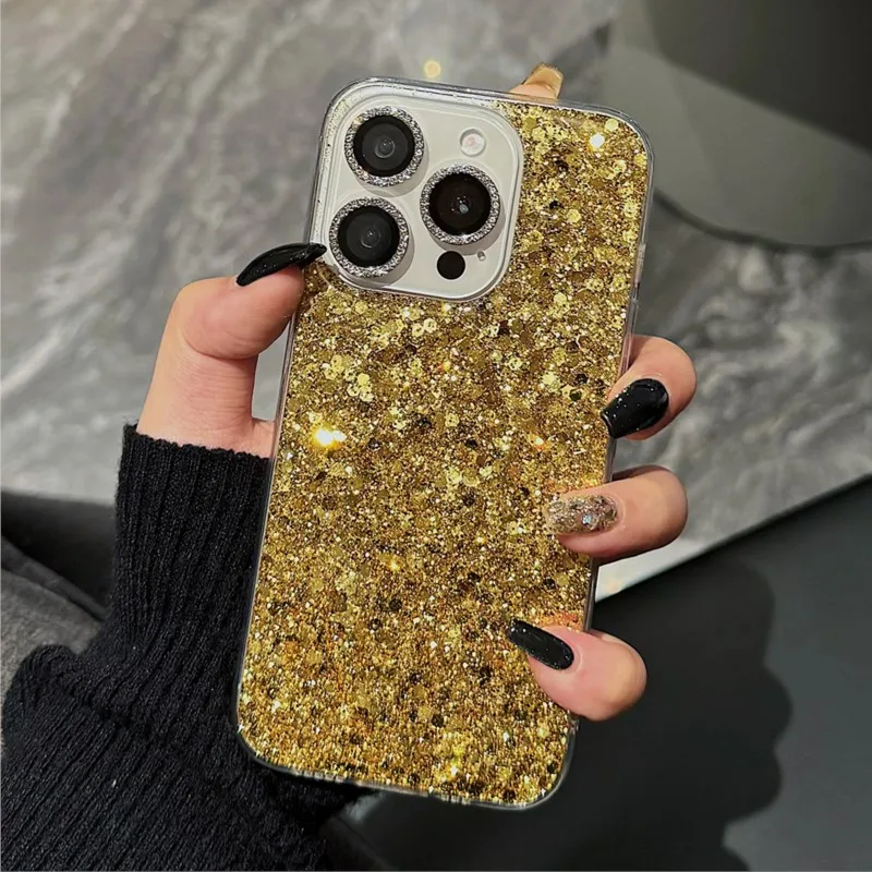 Luxury Glitter Sequins Shiny Case For iPhone 16 15 14 13 12 11 Pro Max Plus X XS XR SE 8 7 6 Aesthetic Bling Soft Slicone Cover