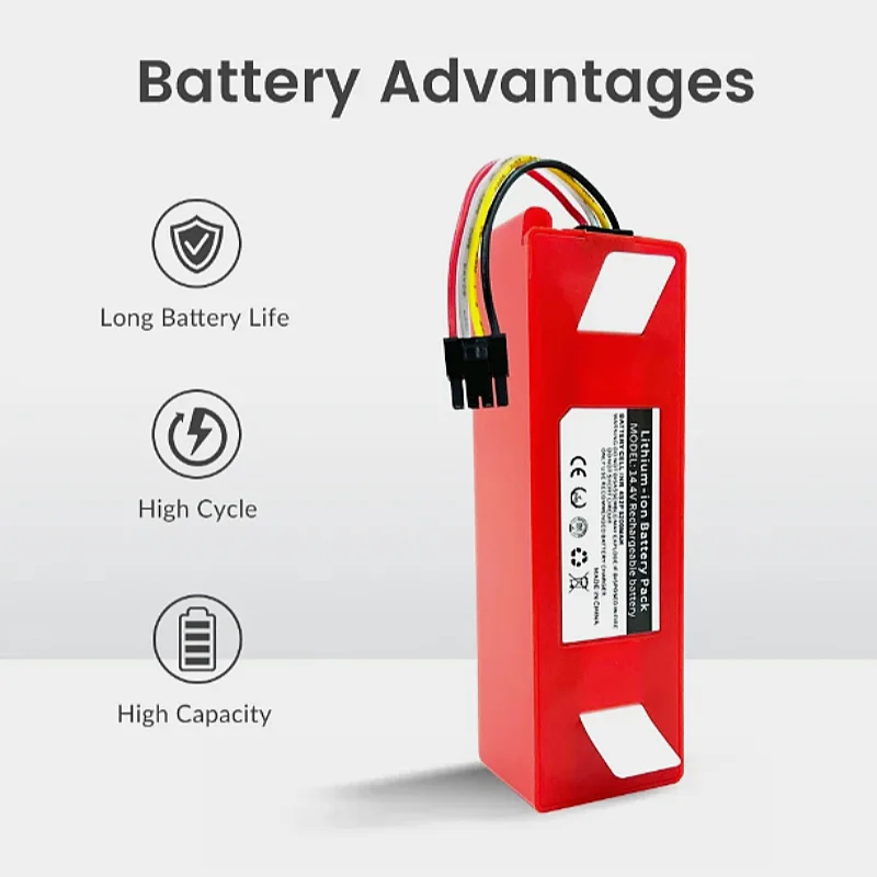 14.4V 4S2P 5.2Ah 6.4Ah 7Ah Rechargeable Li-ion Battery Pack For Vacuum Cleaner Xiaomi Roborock S50 S51 S55 T60 E352-00 C10 E20