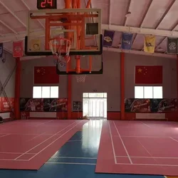 Beable BWF Approved Vinyl Badminton Court Mat Red Color Indoor PVC Tennis Sports Flooring