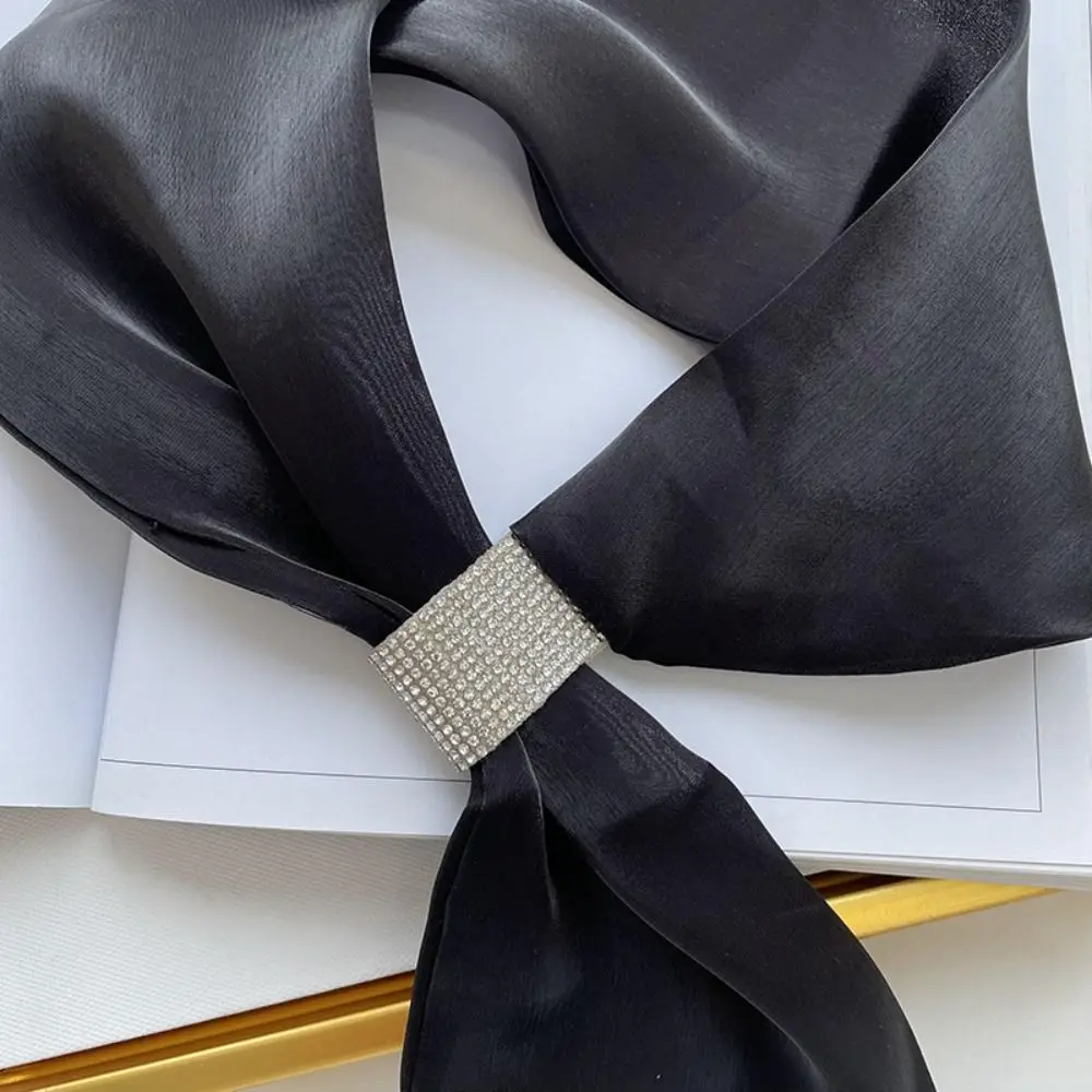 Fashion Satin Wraps Neck Diamond Soft False Collar Simple Solid Color Cross Neckerchief