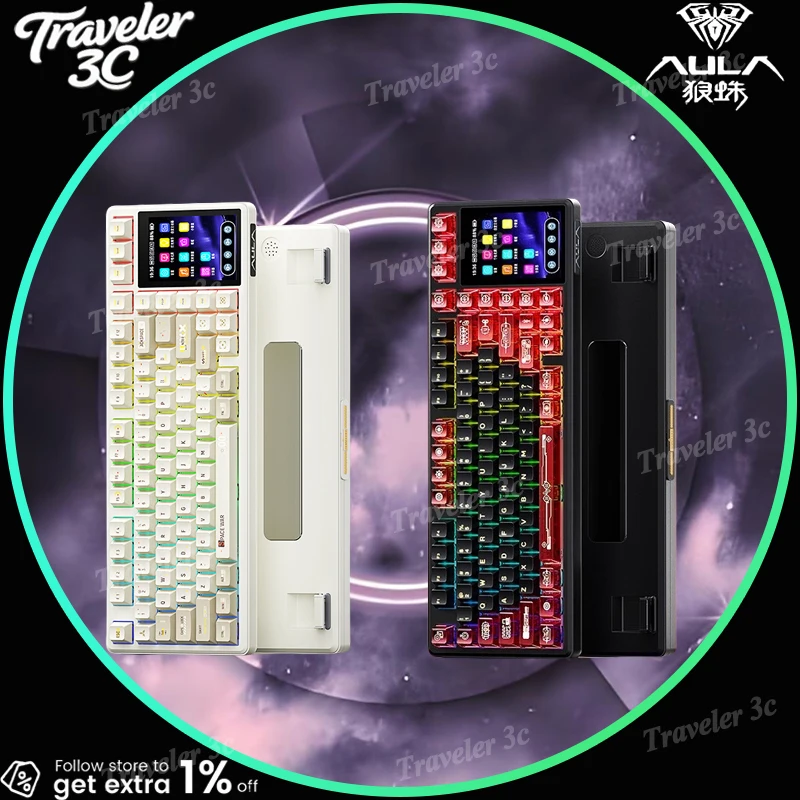 

NEW AULA L99 Mechanical Keyboard Wireless Three Mode Visual Customized Touch RGB E-sports Gaming Keyboard Backlit Hot Swap PC