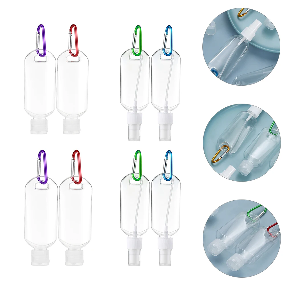 

8pcs Travel Bottles Refillable Leakproof Hand Bottles Portable Keychain Containers With Hook For Shampoo Body Wash