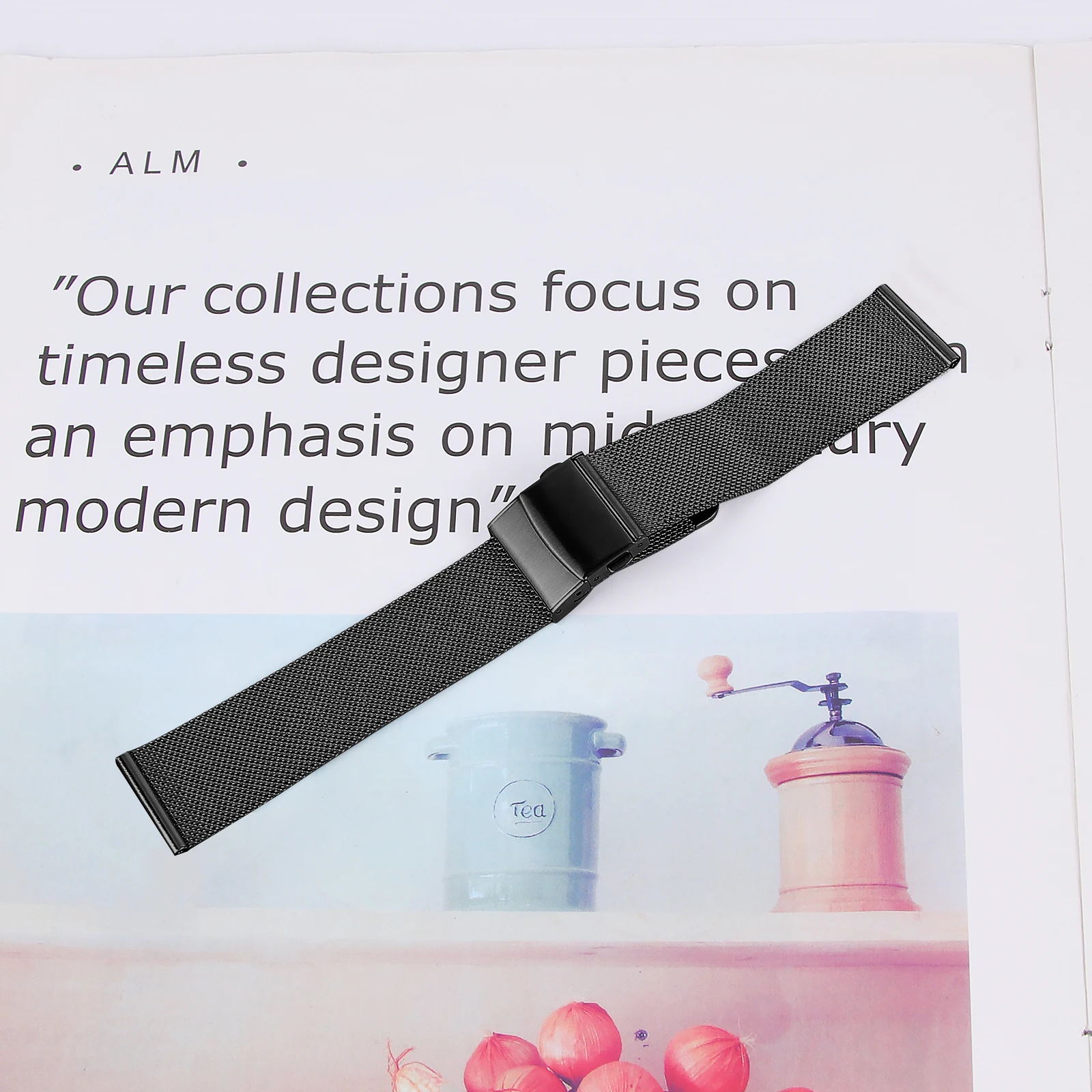 For Nokia Steel / Withings Steel HR 36mm Watch Strap Stainless Steel Milanese Band with Turtle Clasp - Black