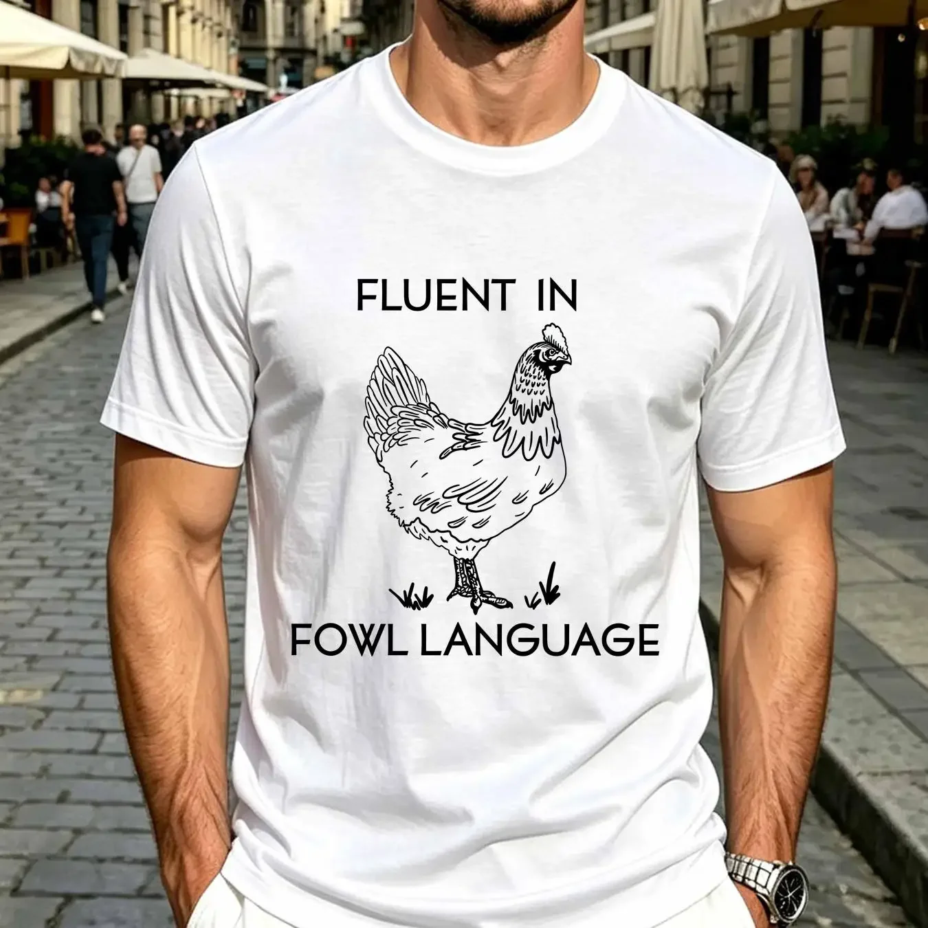washed T Shirt Fluent in Fowl Language Funny Chicken for Lover Farmer Woman long or short sleeves vintage Washed Stylish