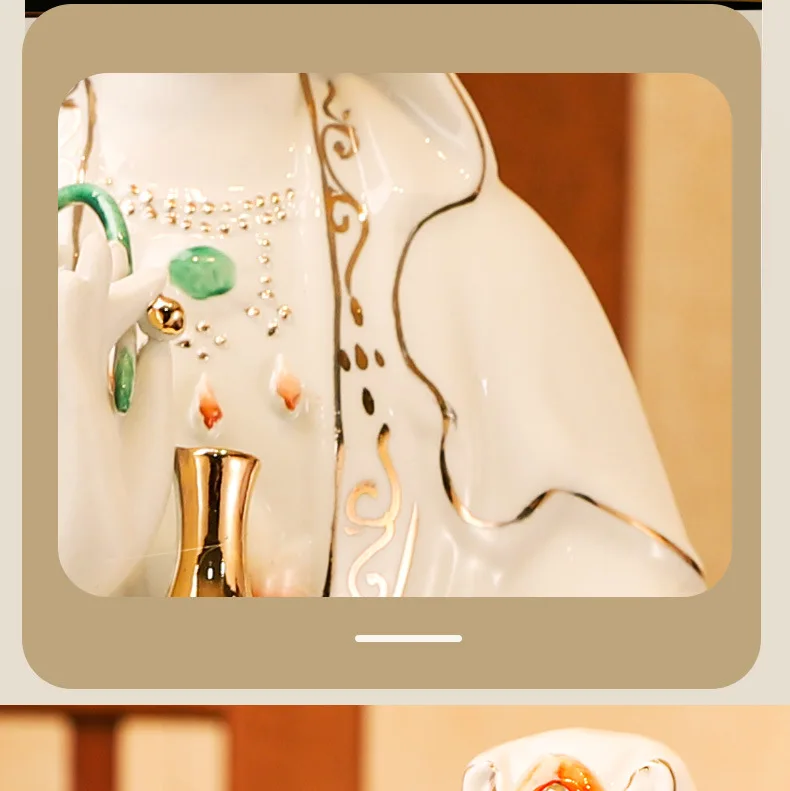Guanyin Bodhisattva Buddha-Statue Ornament aus Keramik Weißer Jade Guanyin Nanhai Guanyin Familienfrieden – Detail 3