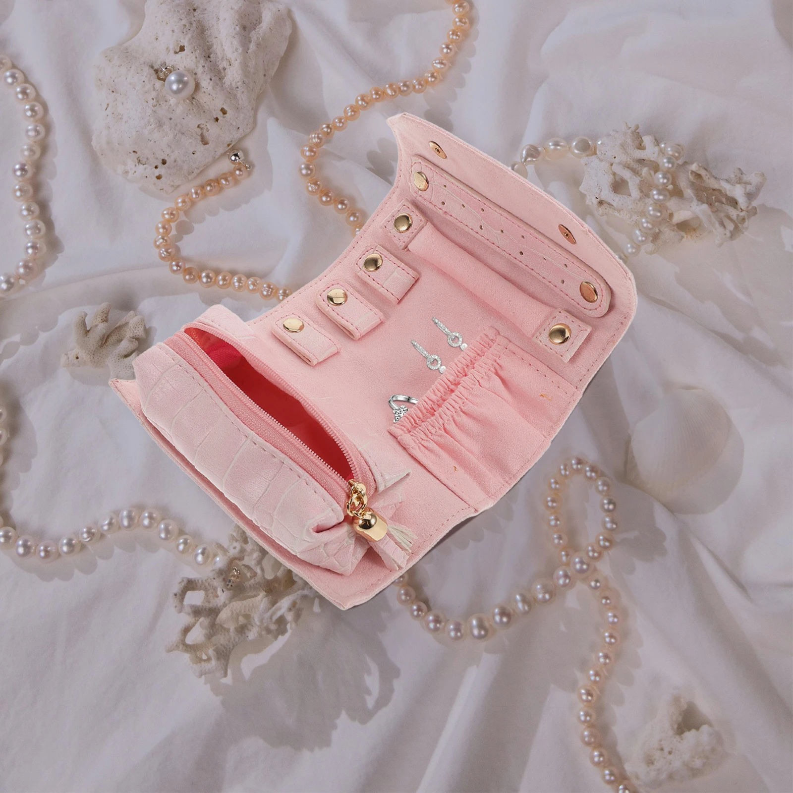 Jewelry Storage Bag Travel ganizer Foldable Pattern Velvet Necklace Earring Holder Multi Function Accessories Case