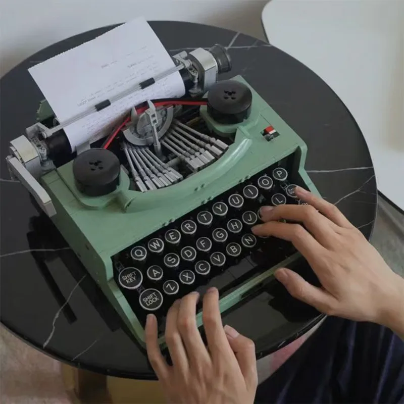 Set di blocchi creativi per macchina da scrivere da 2079 pezzi, adatto per giocattoli modello di display retrò per adulti, regali di Natale per bambini
