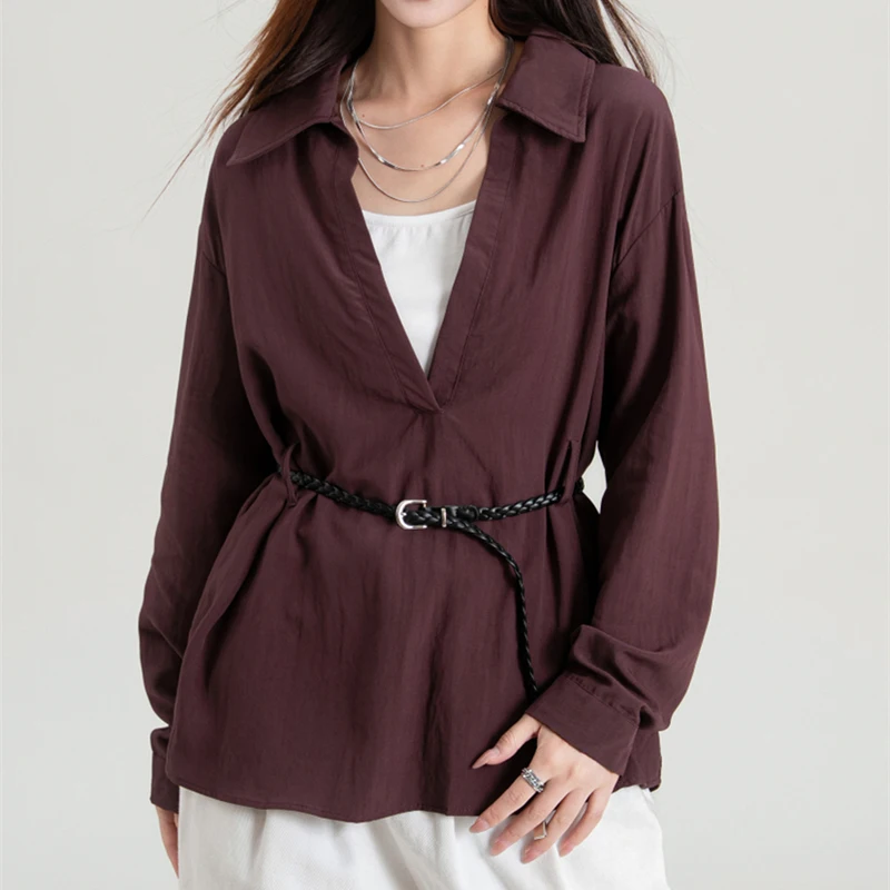 

Three-piece Sets, Belt & Camisole & Shirt Women Long Sleeve Tops Spring Fall Elegant Office Ladies Workwear Blouse White Shirt