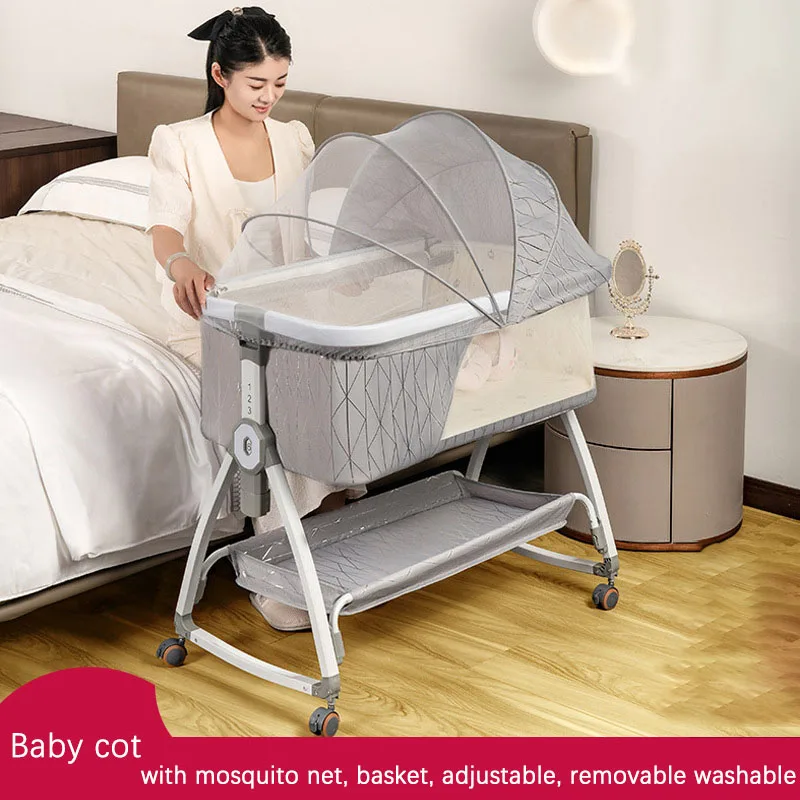 Baby Crib With Mosquito Net Folding Removable Infant Cradle Baby Sleeping Bassinet Multifunctional Foldable Newborn Bed