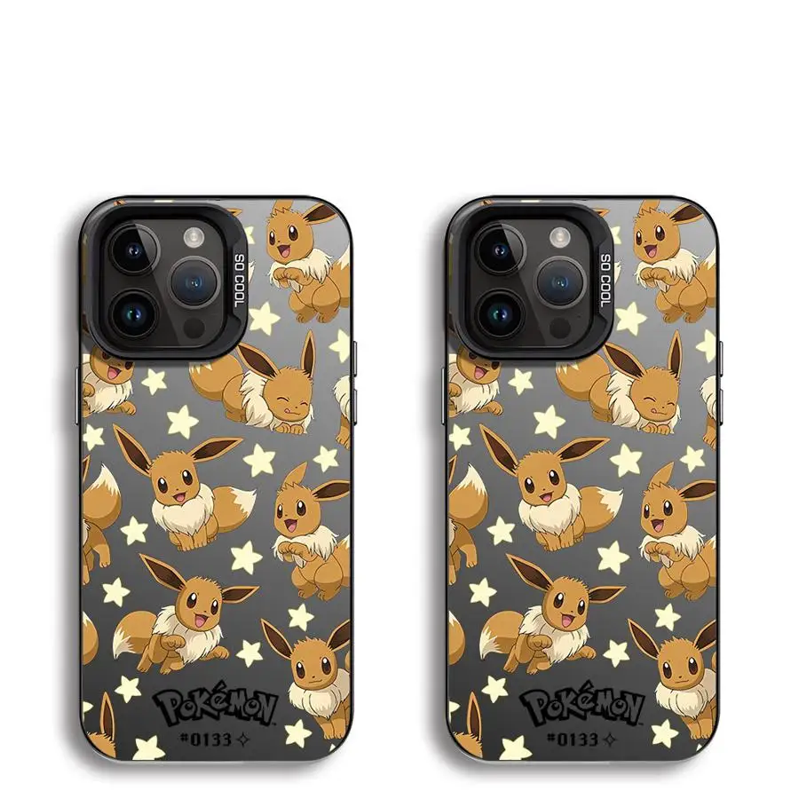 Phone Case for iPhone 16 Pro Max 15 Plus 14 13 12 11 15+ 16+ 14+ Lens Full Screen Cool Back Cover Cartoon Cute Eevee