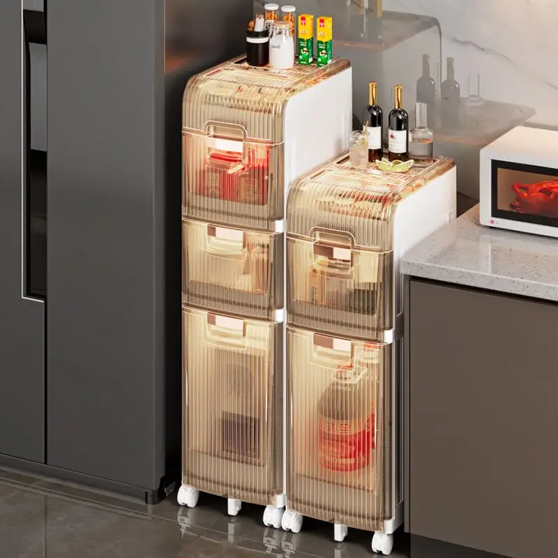 Multi-Layer Bathroom Cabinet Storage Rack Toilet Drawer Organizer Narrow Household Bath Kitchen Shelves Side Cabinet Restroom