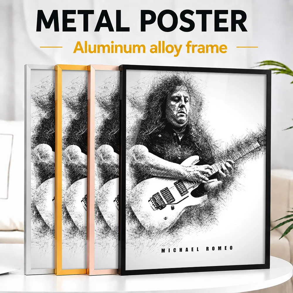 Michael Romeo Framed Metal Poster Customized Sketch Drawing Wall Art For Bedroom And Recording Studio, Record Collector Gift