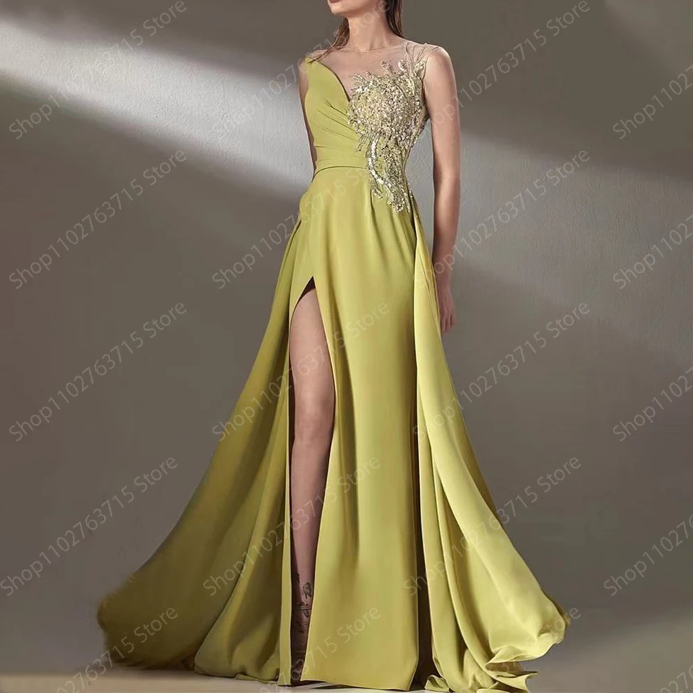 Customized Long Beads Evening Dresses for Women Boat Neck Floor-Length Mermaid Prom Party Wedding Gala Special Events Dress 2024