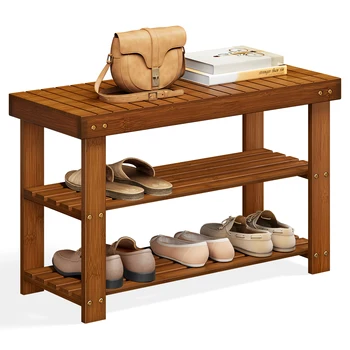 ม้านั่งที่แขวนรองเท้า songmics ออแกไนเซอร์จัดเก็บรองเท้าไม้ไผ่3ชั้นม้านั่งทางเข้ารับน้ำหนักได้ถึง286ปอนด์11.3x27.6x17.8นิ้ว