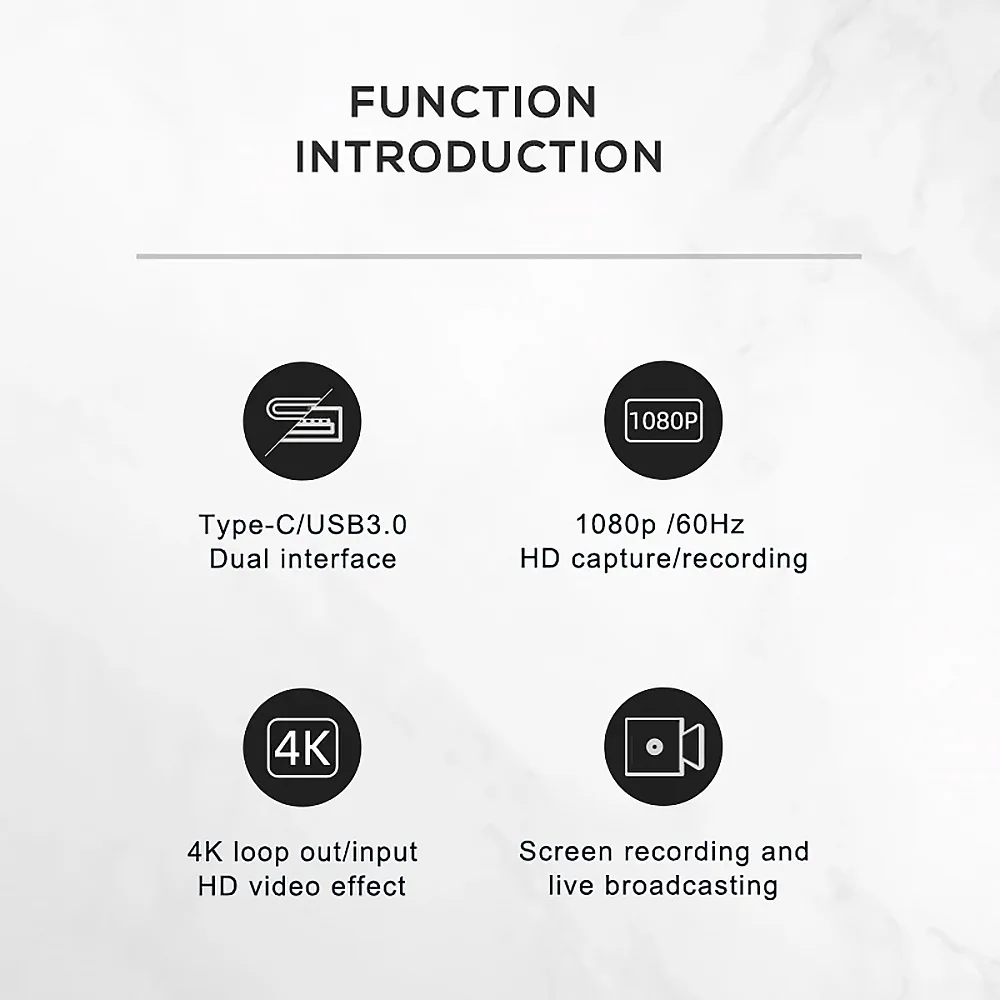 비디오 캡처 카드 루프 아웃, 게임 녹화용, 라이브 스트리밍, 1080P 그래버 게임 녹음기, USB 3.0, C 타입에서 HDTV로, 4K, 1080P, 60FPS