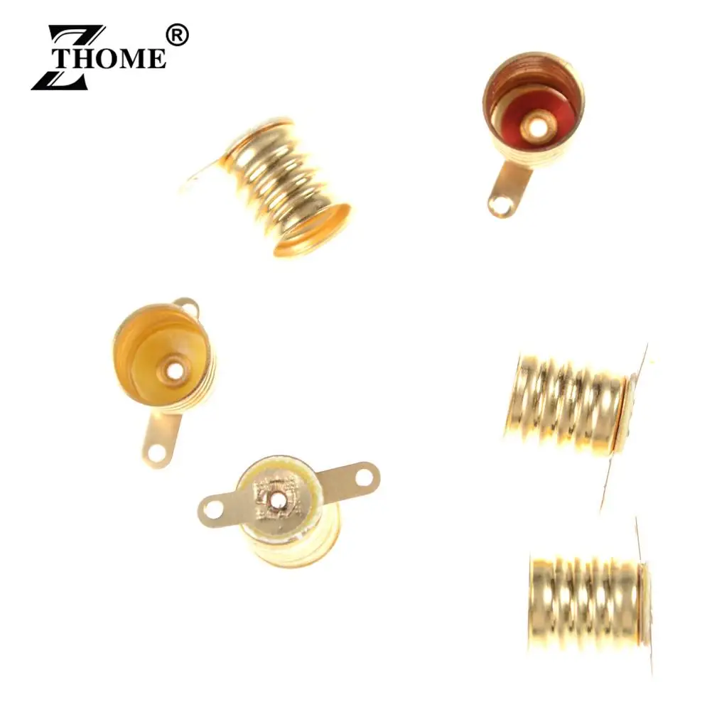 5/10pcs set E10 Straight Copper Light Bulb Screw Base PCB Socket Lamp Holder