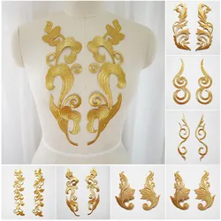 2Pcs Embroidery Gold Silver Applique Lace Fabric Gown Collar Sew Iron On Patch Noble For Wedding Clothes Dress Decor DIY Crafts