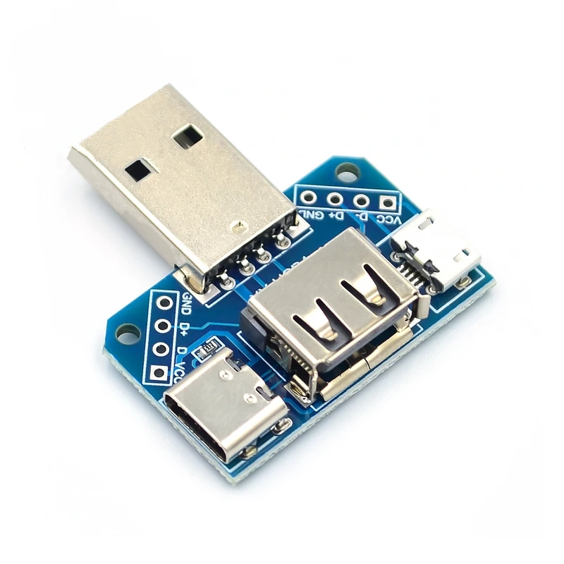 4 in 1 USB to Micro to Type-C 4P 2.54mm Connector Adapter Plate Male to Female USB Connector