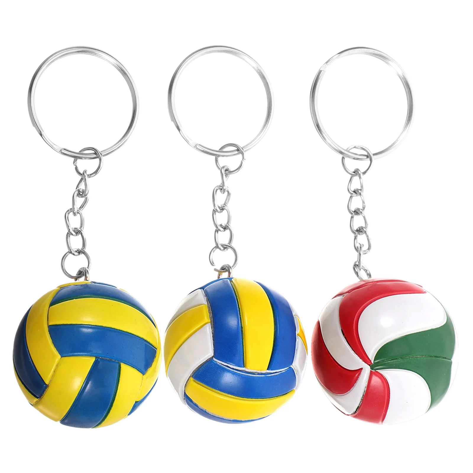 

3 Pcs Volleyball Keychains Portable Bag Pendant Creative Student Sports Souvenir Yellow White Green Decorative Key