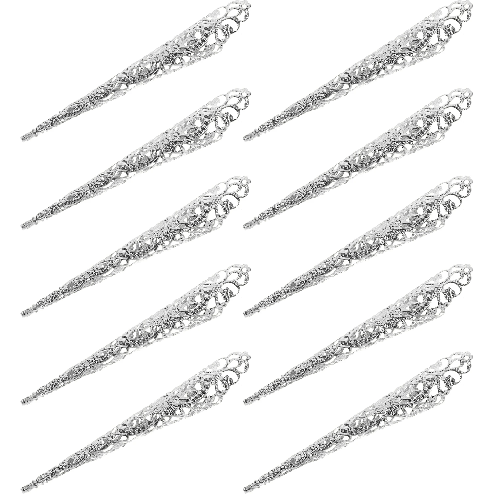 

10 Pcs Long Nail Fingers Decorative Claws Rings Costume Fingertip Iron Fake Covers