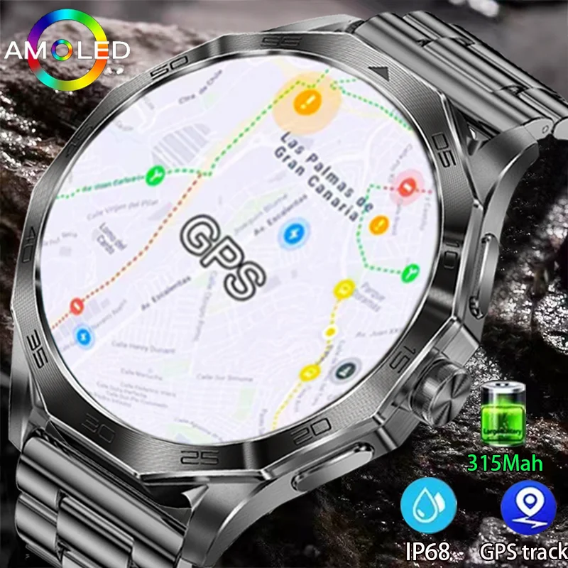 GZYR original 1.85-inch men's smartwatch GPS Motion Track Compass Bluetooth Talk Waterproof Sports smartwatch for Huawei Xiaomi