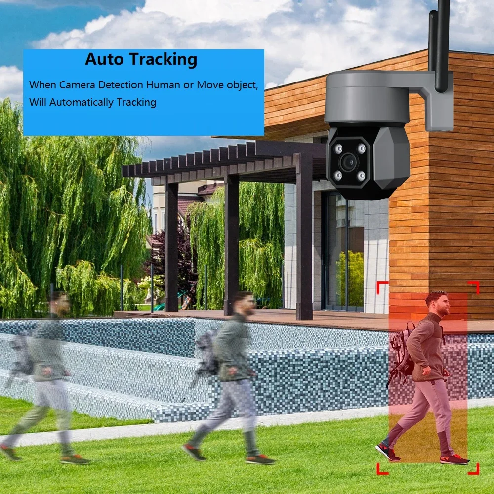 5MP Tuya Smart Life WiFi Surveillance PTZ camera Auto Tracking Ai Human Detection Color Night Vision Waterproof Home Security