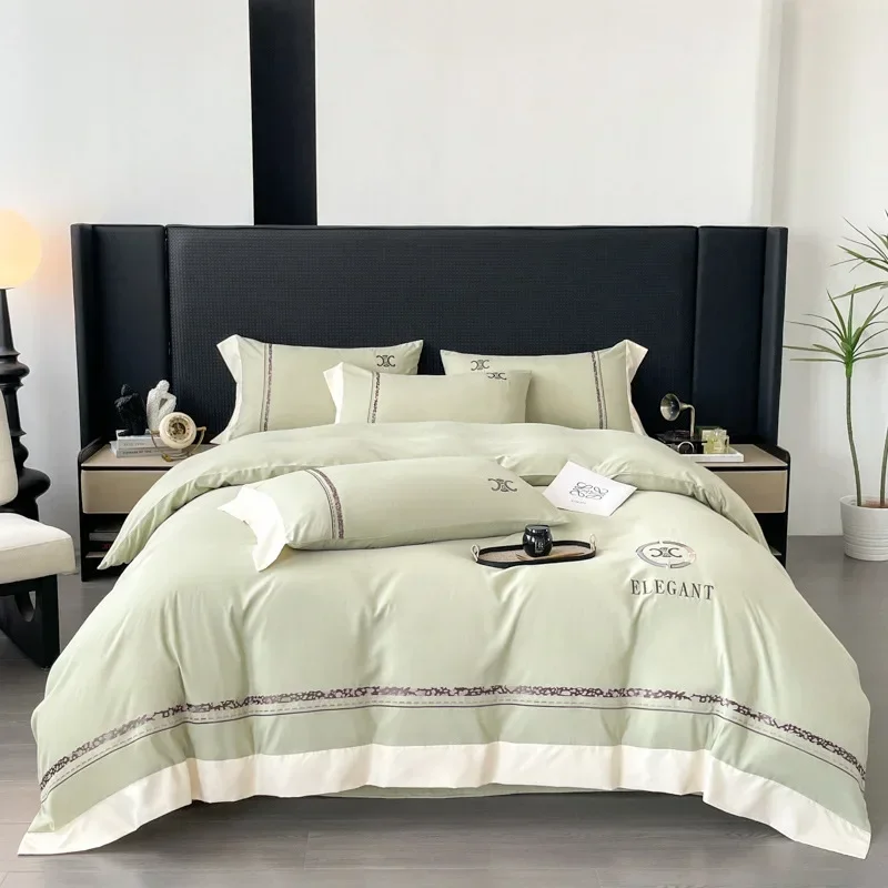 

Skin friendly cotton brushed embroidery four piece set - Joey bedding, bed sheets, bedsheets, four piece set skin friendly and h