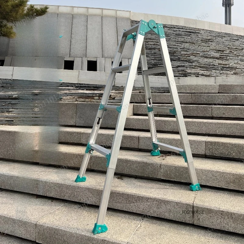 Modern Multifunctional A-Type Step Ladder Retractable Straight Design Aluminum Alloy Household Indoor Climbing Ladder