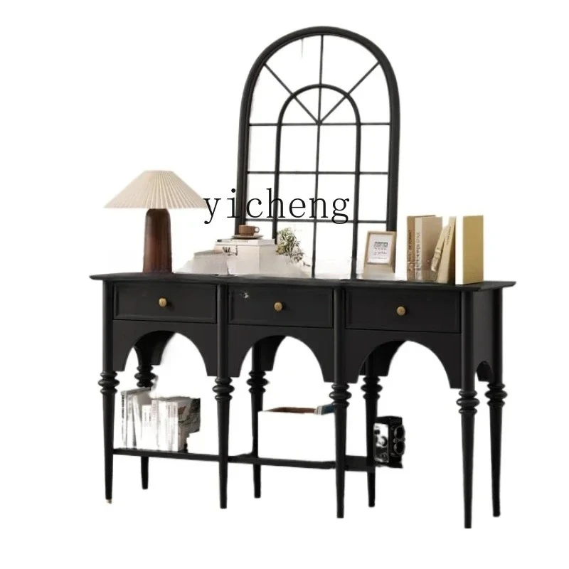 GZ-2 French retro entrance cabinet modern simple side cabinet solid wood storage cabinet living room cabinet