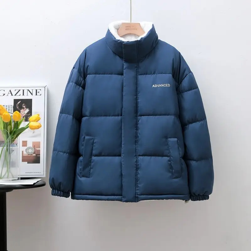 New down cotton jacket plus velvet thickened warm and versatile lamb velvet jacket