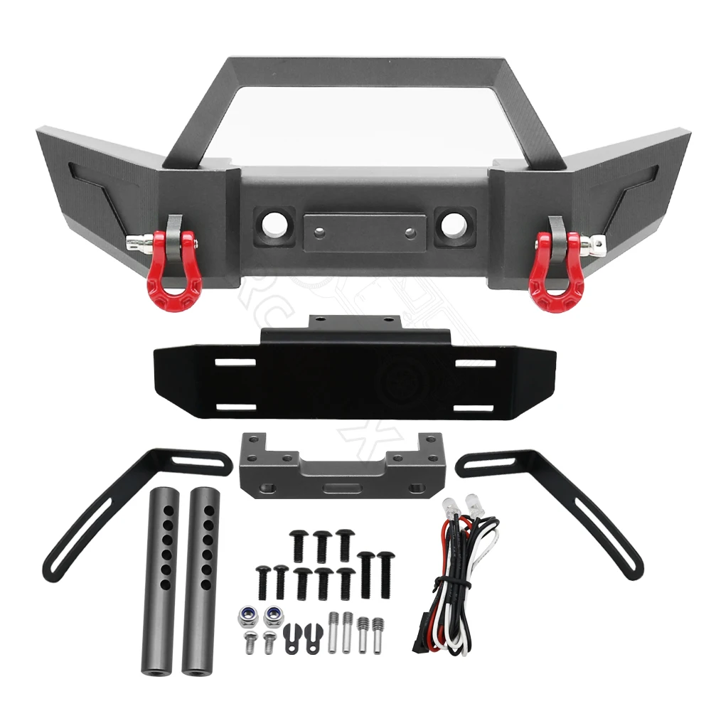 1/10 RC Crawler Axiale SCX10 iii AXI03006 Jeep Gladiator JLU Wrangler Upgrade Onderdelen Metalen Voor Achter Bumper met LED verlichting